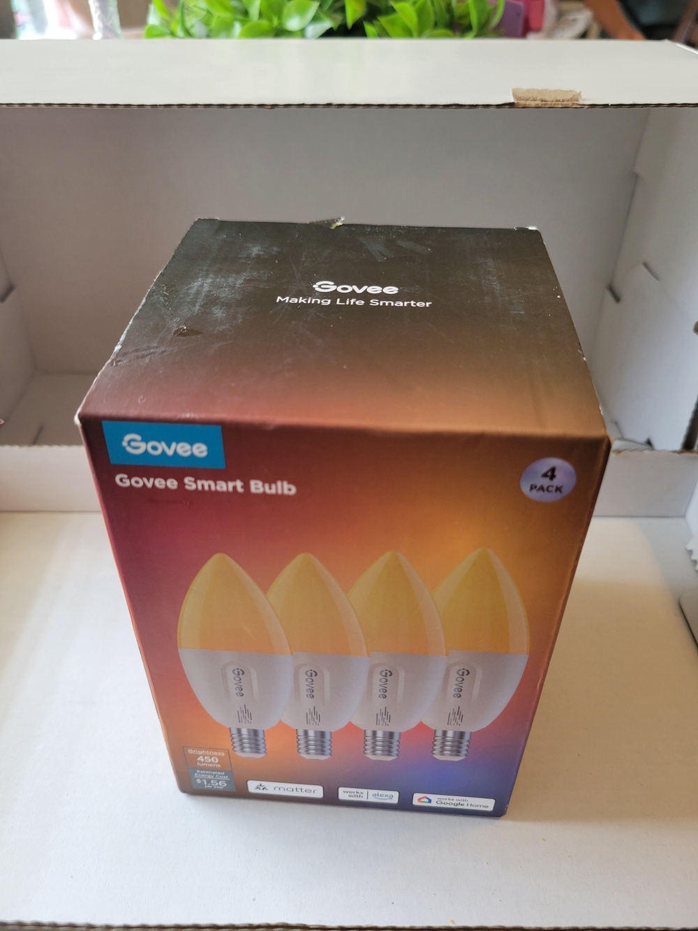 Govee Smart LED Bulbs 4-Pack A19 E26 WiFi Dimmable Warm White